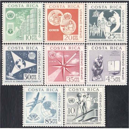 Costa Rica A- 318/25 1961 15 Aniversario de las Naciones Unidas MNH Costa Rica A- 318/25 1961 15 Aniversario de las Naciones Unidas MNH