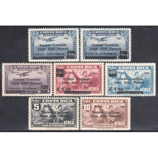 Costa Rica A- 47/53 1941 Tratado territorial Limitrofe Avión Alegoría MH Costa Rica A- 47/53 1941 Tratado territorial Limitrofe Avión Alegoría MH