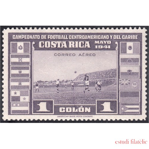 Costa Rica A- 60 1941 Campeonato de fútbol Centroamericano y del Caribe  Sin goma