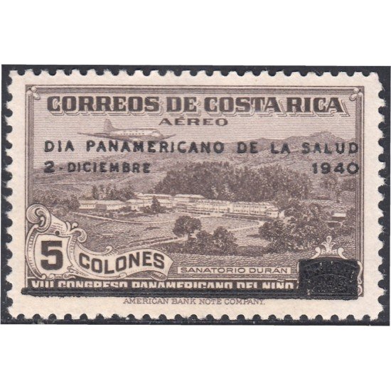 Costa Rica A- 44H 1940 Sanatorio Durán Sin goma Costa Rica A- 44H 1940 Sanatorio Durán Sin goma