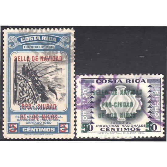 Costa Rica A- 271/72 1958 Sello de navidad Christmas usados Costa Rica A- 271/72 1958 Sello de navidad Christmas usados