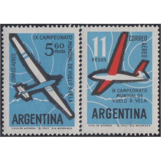 Argentina A- 89/90 1963 9° Campeonato de de planeadores MNH