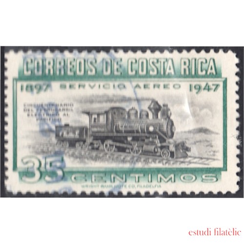 Costa Rica A- 165 1947 50 Años del ferrocarril eléctrico al Pacífico Tren Train  usados