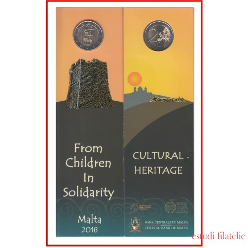 Malta 2018 2 € euros Moneda Coin Card Niños Solidaridad Patrimonio