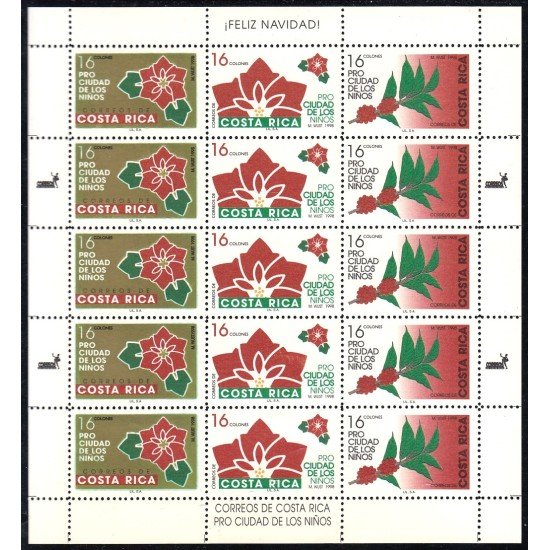 Costa Rica 644/46 1998 Minipliego Navidad Pro Ciudad de los niños MNH Costa Rica 644/46 1998 Minipliego Navidad Pro Ciudad de los niños MNH