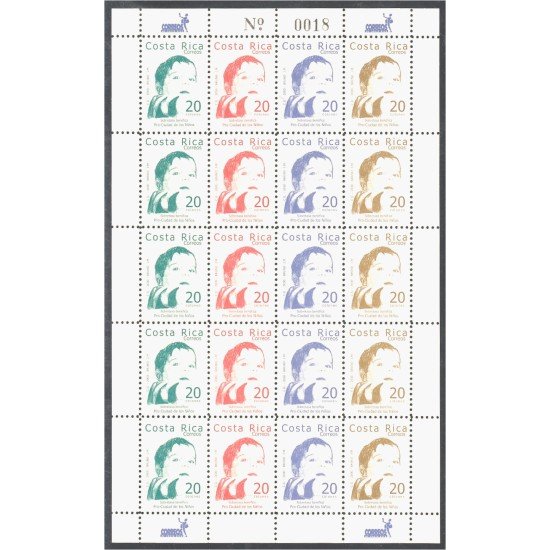 Costa Rica 681/84 2000 Minipliego Sobre tasa Pro Ciudad de los Niños MNH Costa Rica 681/84 2000 Minipliego Sobre tasa Pro Ciudad de los Niños MNH