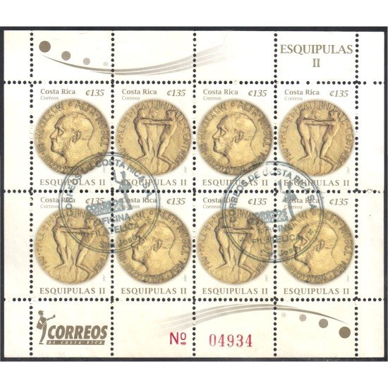 Costa Rica 848a/49a 2007 Minipliego 20 Años acuerdo de paz de Esquipulas II MNH Costa Rica 848a/49a 2007 Minipliego 20 Años acuerdo de paz de Esquipulas II MNH