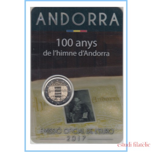 Andorra 2017 Cartera Oficial Coin Card Moneda 2 € conm. Himno de Andorra