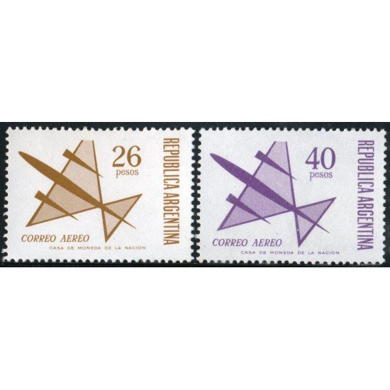 Argentina A- 138/139 1971 Serie Corriente. Dibujo Avión. Sin filigrana MNH