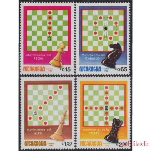 Nicaragua 1286/89 1983 Juego de ajedrez  MNH