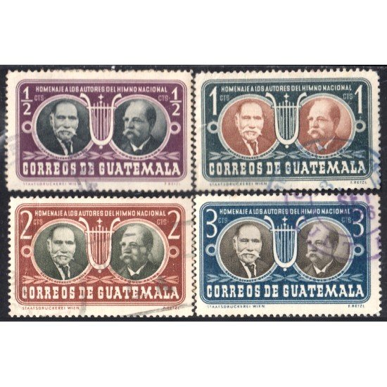 Guatemala 362/65 1953 Homenaje a los autores del Himno Nacional Usados Guatemala 362/65 1953 Homenaje a los autores del Himno Nacional Usados