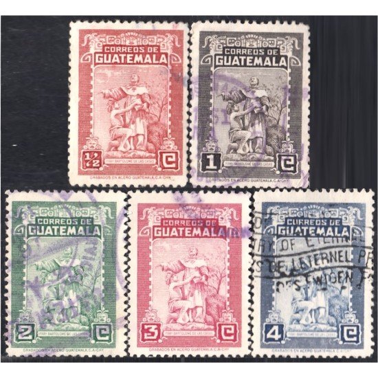 Guatemala 338/42 1949 Fray Bartolomé de las Casas usados Guatemala 338/42 1949 Fray Bartolomé de las Casas usados