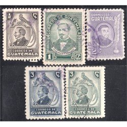 Guatemala 326/30 1945/48 Jose Batres José Milla Fray Enriquez de Rivera usados Guatemala 326/30 1945/48 Jose Batres José Milla Fray Enriquez de Rivera usados