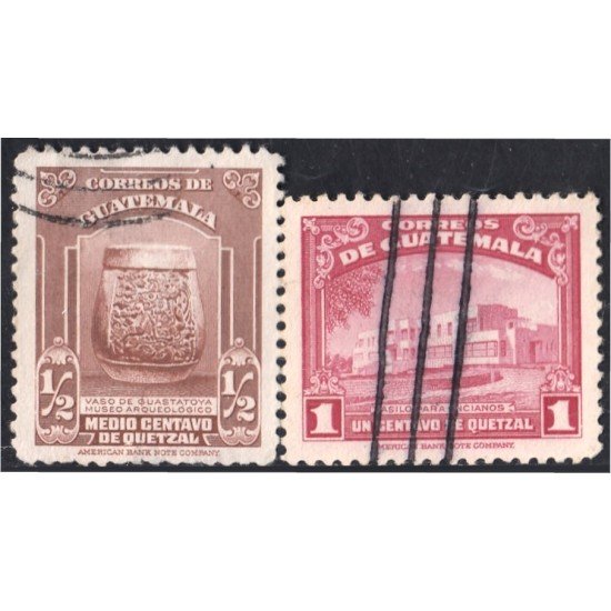 Guatemala 316/17 1942 Vaso de Guastatoya Asilo de ancianos usados Guatemala 316/17 1942 Vaso de Guastatoya Asilo de ancianos usados