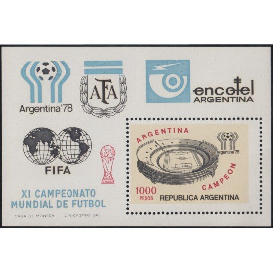 Argentina HB 19 1978 Campeones de la Copa Mundial de Fútbol MNH