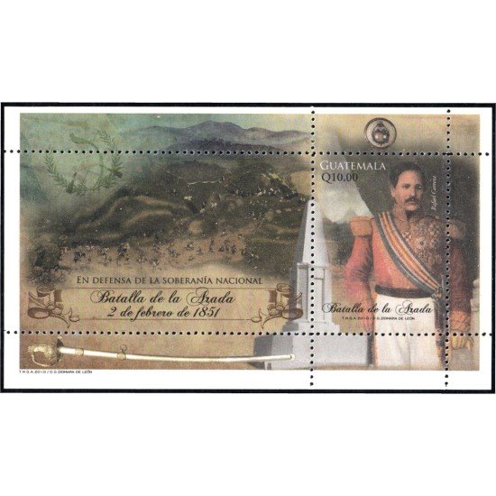 Guatemala HB 43 2010 Batalla de la Arada Rafael Carrera MNH Guatemala HB 43 2010 Batalla de la Arada Rafael Carrera MNH