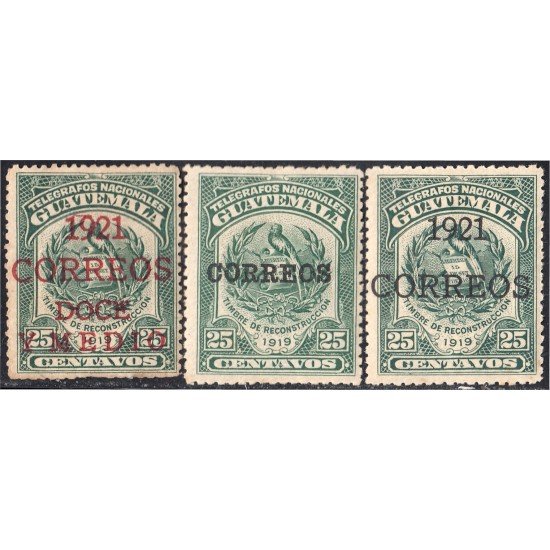 Guatemala 172/74 1920/21 Emblema Nacional Timbres de Reconstrucción MH Guatemala 172/74 1920/21 Emblema Nacional Timbres de Reconstrucción MH