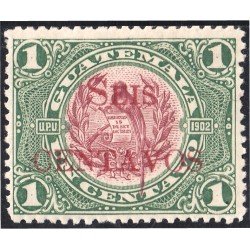 Guatemala 157 1916/19 Emblema Nacional MH Sobrecarga roja Guatemala 157 1916/19 Emblema Nacional MH Sobrecarga roja
