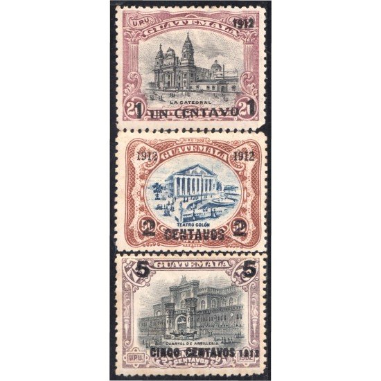 Guatemala 150/52 1912 La Catedral Teatro Colón Cuartel de Artillería MH Guatemala 150/52 1912 La Catedral Teatro Colón Cuartel de Artillería MH