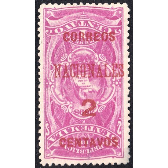 Guatemala 94sb Sobrecarga invertida roja 1898 Timbre Fiscal Correos Nacionales MH