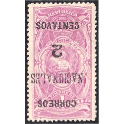 Guatemala 94sb sobrecarga inverida 1898 Timbre Fiscal Correos Nacionales MH