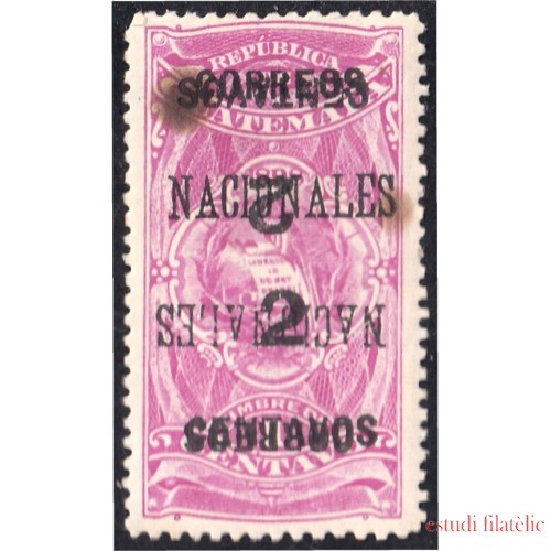 Guatemala 94sb 1898 Timbre Fiscal Correos Nacionales Sobrecarga invertida MH