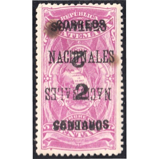 Guatemala 94sb 1898 Timbre Fiscal Correos Nacionales Sobrecarga invertida MH Guatemala 94sb 1898 Timbre Fiscal Correos Nacionales Sobrecarga invertida MH