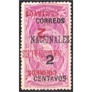 Guatemala 94sb 1898 Sobrecarga inversaTimbre Fiscal Correos Nacionales MH 
