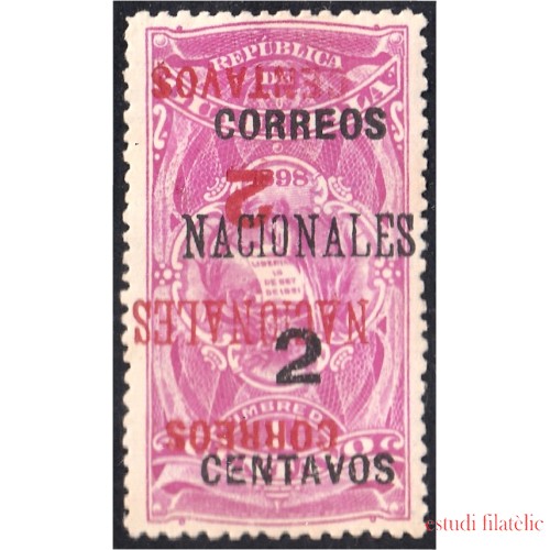 Guatemala 94sb 1898 Sobrecarga inversaTimbre Fiscal Correos Nacionales MH 