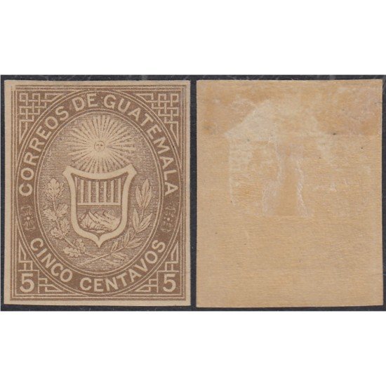 Guatemala 2 1871 Escudos Shields MH sin dentar Guatemala 2 1871 Escudos Shields MH sin dentar