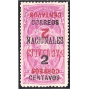 Guatemala 94sb Sobrecarga boble invertida 1898 Timbre Fiscal Correos Nacionales sin goma sb doble una invertida roja y otra negra