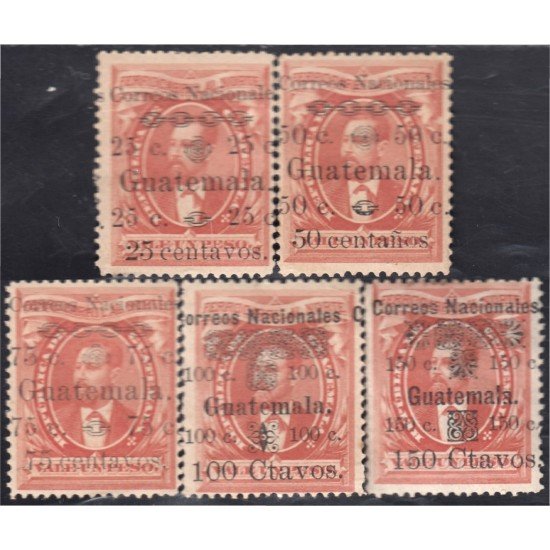 Guatemala 27/31 1886 Efigie José M. Reina Barrios sin goma Guatemala 27/31 1886 Efigie José M. Reina Barrios sin goma