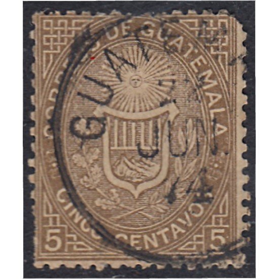 Guatemala 2 1871 Escudos Shields usado Guatemala 2 1871 Escudos Shields usado
