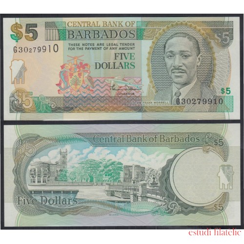 Barbados 5 dolares Billete Banknote Sin Circular