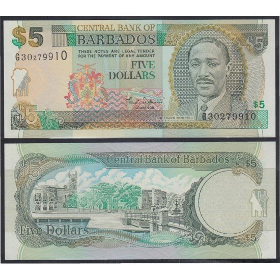 Barbados 5 dolares Billete Banknote Sin Circular Barbados 5 dolares Billete Banknote Sin Circular