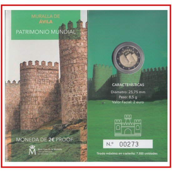 España Spain 2019 Cartera Oficial Moneda 2€ euros comm. Proof Muralla de Ávila España Spain 2019 Cartera Oficial Moneda 2€ euros comm. Proof Muralla de Ávila