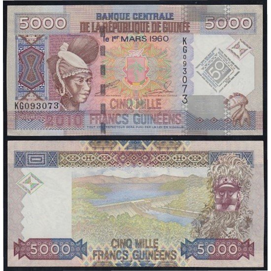 Guinea 5000 francs 2010 billete banknote sin circular Guinea 5000 francs 2010 billete banknote sin circular