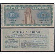 Libia 12 Dodici Lire 1938 billete banknote Lotería de Tripoli sin circular