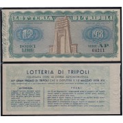 Libia 12 Dodici Lire 1938 billete banknote Lotería de Tripoli sin circular