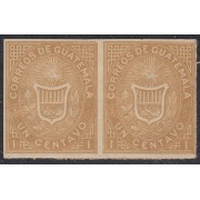 Guatemala 1 1871 Escudos Shields pareja sin dentar MNH
