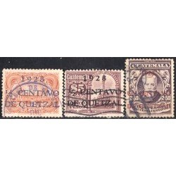 Guatemala 228/30 1929 Lorenzo Montufar Observatorio Nacional Monumento Colón usados Guatemala 228/30 1929 Lorenzo Montufar Observatorio Nacional Monumento Colón usados