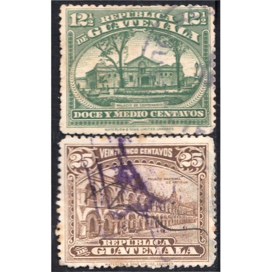 Guatemala 199/00 1922/23 Palacios de Centenario y Nacional de Antigua usados Guatemala 199/00 1922/23 Palacios de Centenario y Nacional de Antigua usados