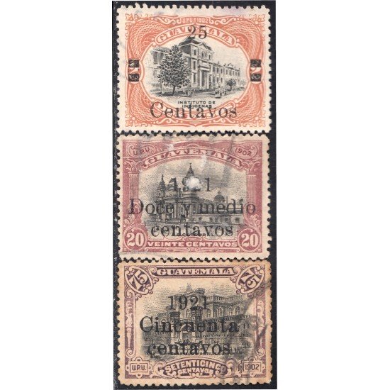 Guatemala 169/71 1920/21 Instituto de indígenas La Catedral Cuartel de Artillería usados Guatemala 169/71 1920/21 Instituto de indígenas La Catedral Cuartel de Artillería usados