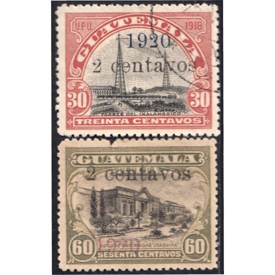Guatemala 167/68 1920 Torres del inalámbrico Asilo Materno usados Guatemala 167/68 1920 Torres del inalámbrico Asilo Materno usados
