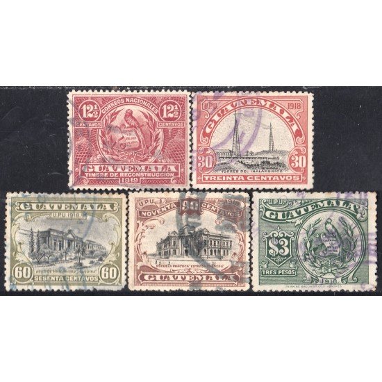 Guatemala 162/66 1918/19 Escudos Pilones de radio Escuela profesional usados Guatemala 162/66 1918/19 Escudos Pilones de radio Escuela profesional usados
