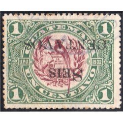 Guatemala 157a 1916/19 Emblema Nacional usados sobrecarga invertida Guatemala 157a 1916/19 Emblema Nacional usados sobrecarga invertida