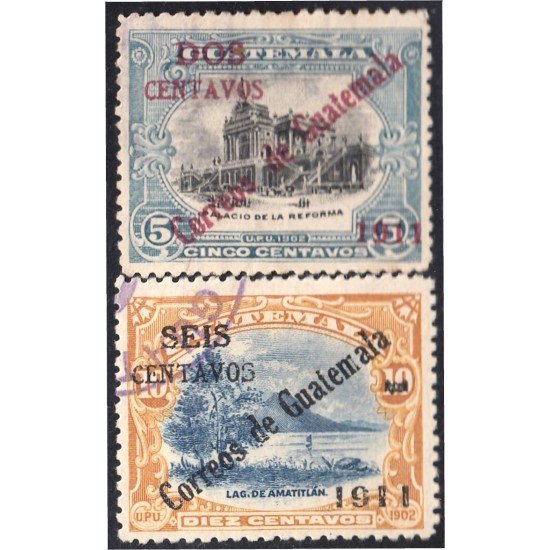 Guatemala 147/48 1911 Lago de Amatitlan Palacio de la Reforma usados Guatemala 147/48 1911 Lago de Amatitlan Palacio de la Reforma usados