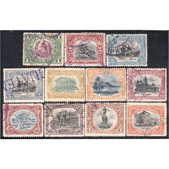 Guatemala 120/29 1902 Serie Antigua Escudos Catedral Teatro Monumento Colegio usados Guatemala 120/29 1902 Serie Antigua Escudos Catedral Teatro Monumento Colegio usados