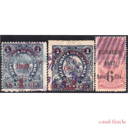 Guatemala 117/19 1902 Timbre Fiscal Correos Nacionales usados