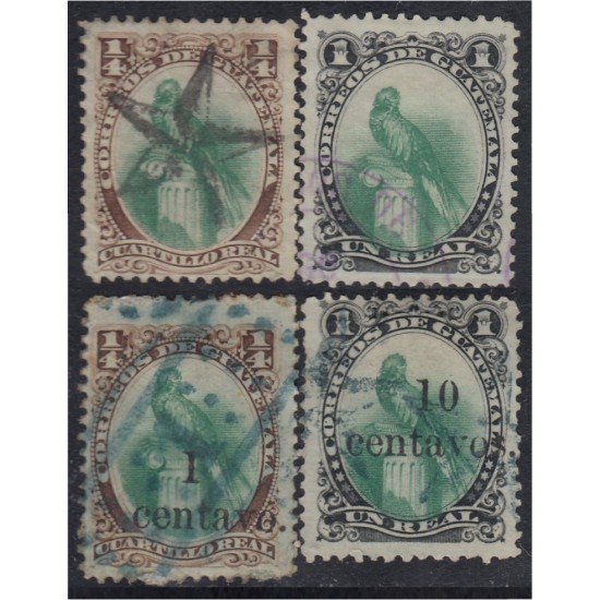 Guatemala 18/21 1879/81 Quetzal Emblema Nacional usados Guatemala 18/21 1879/81 Quetzal Emblema Nacional usados